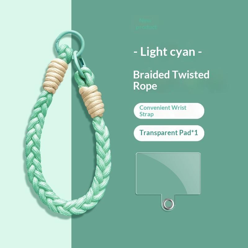 Dopamine Four-Strand Braided Short Phone Lanyard, Color-Blocked Cable-Knit Wrist Strap With Spacer, Phone Strap