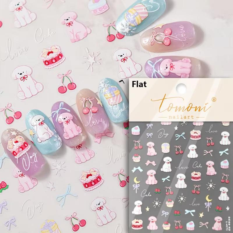 Lovely Strawberry Rabbit Cartoon 5D Embossed Reliefs Self Adhesive Nail Art Decorations Stickers 3D Manicure Decals