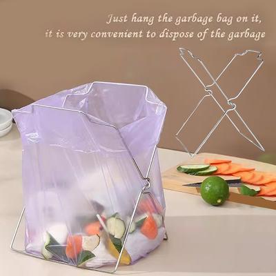 Multifunctional Kitchen Fresh-keeping Bag Holder Outdoor Household Garbage Rack Foldable Kitchen Debris Storage Rack