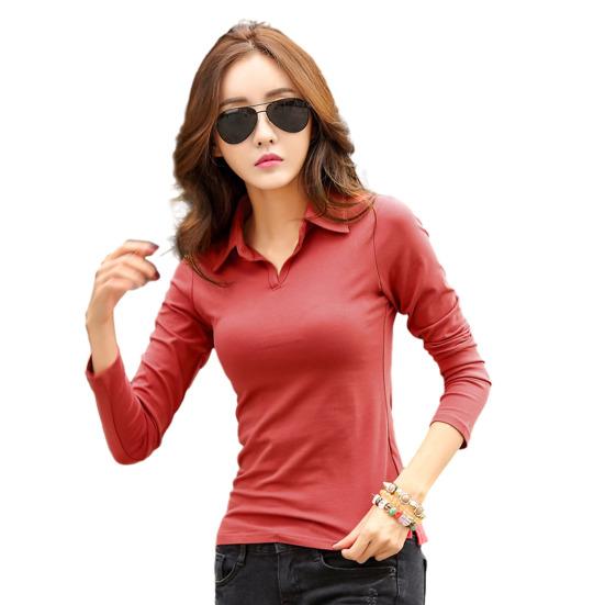 

Women Tops Lapel Long Sleeve Slim Fit Pure Color Pullover Tops Soft Stretchy Casual Shirt Work Party Date Wear 3XL