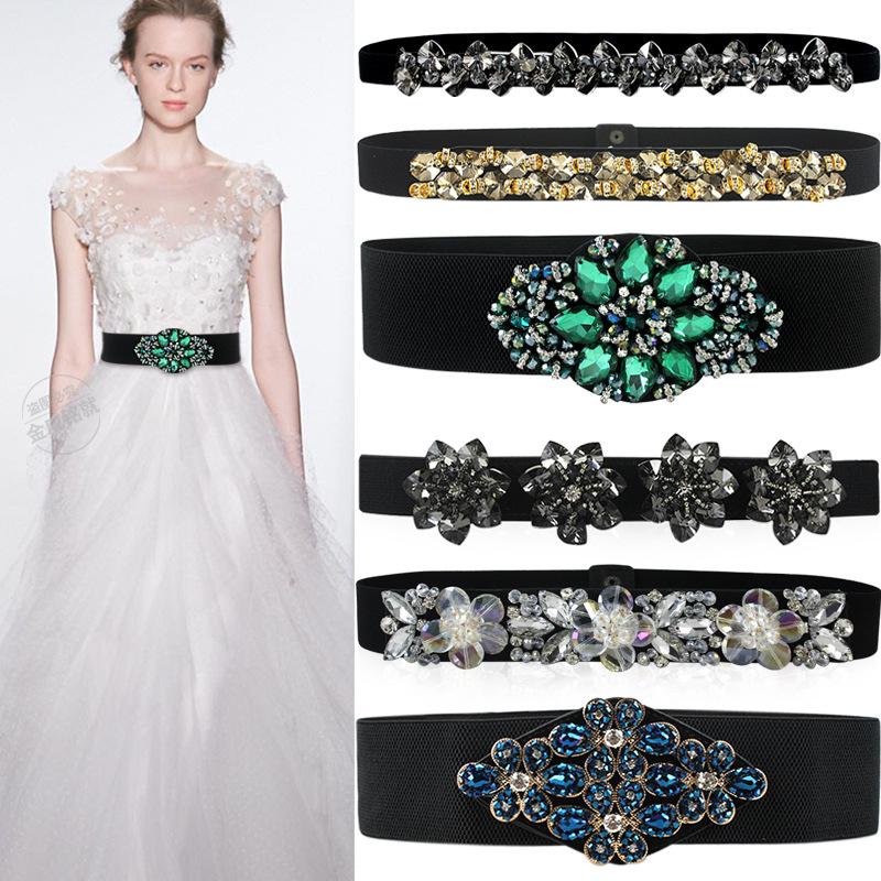 

Crystal Rhinestone Elastic Waist Belt for Women s Dresses and Sweaters