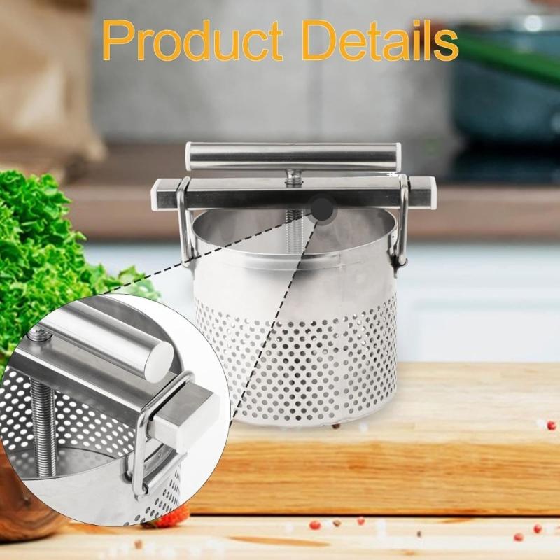Professional Stainless Steel Manual Press Suitable for Vegetable and Meat Dehydration Featuring Residues Filter Design