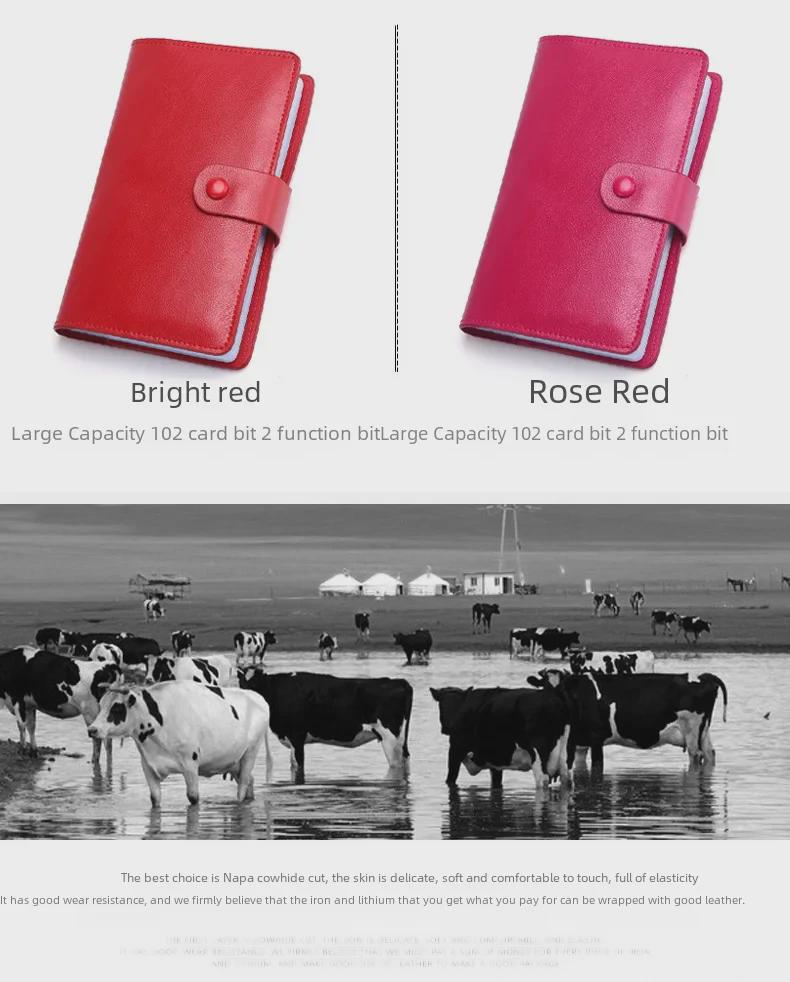 Large Capacity Genuine Leather Card Holder for Women & Men: Fashionable Multi-Card Slot for Business and Credit Cards.