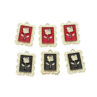 5pcs/bag Alloy Vintage Rose Drop Oil Pendants Metal Charms Necklace Bracelet For DIY Jewelry Making Supplies Accessories