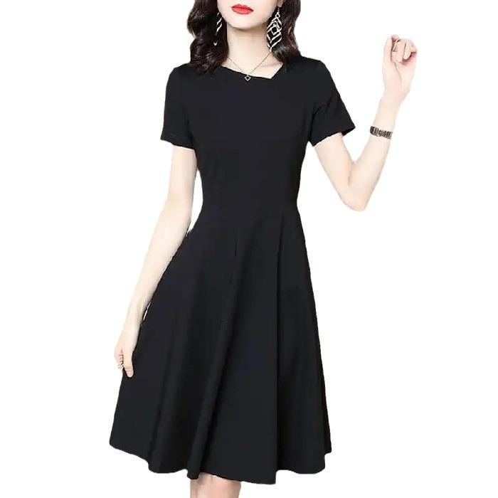 2025 Summer Women's Hepburn Style Retro Black Dress - Elegant, Slimming, High-End Design