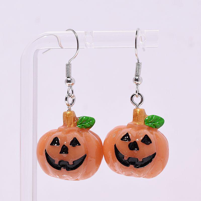 European & American Halloween Cartoon Resin Pumpkin Earrings for Women