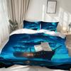 3pcs Blue Bedding Set Ocean Mist Ghost Ship Printed Cozy Duvet Cover Set King Queen Twin Single Size Birthday Gift Bedroom Decor