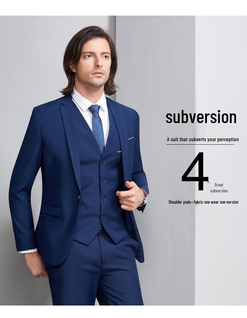 Men's Korean Style Slim Fit Wedding Tuxedo Three-Piece Suit