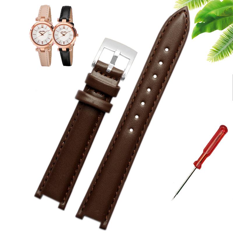 Genuine Leather Watch Band Women's Watch Strap for Folli Follie Lady Bubble Series Notch Pin Buckle Watch Bracelet 12MM 16MM 20