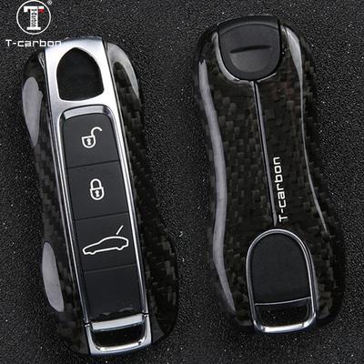 Car Key Case Cover Shell For Porsche Panamera Cayenne Macan 911 Boxster Cayman 986 987 718 Car Accessories Carbon Fiber