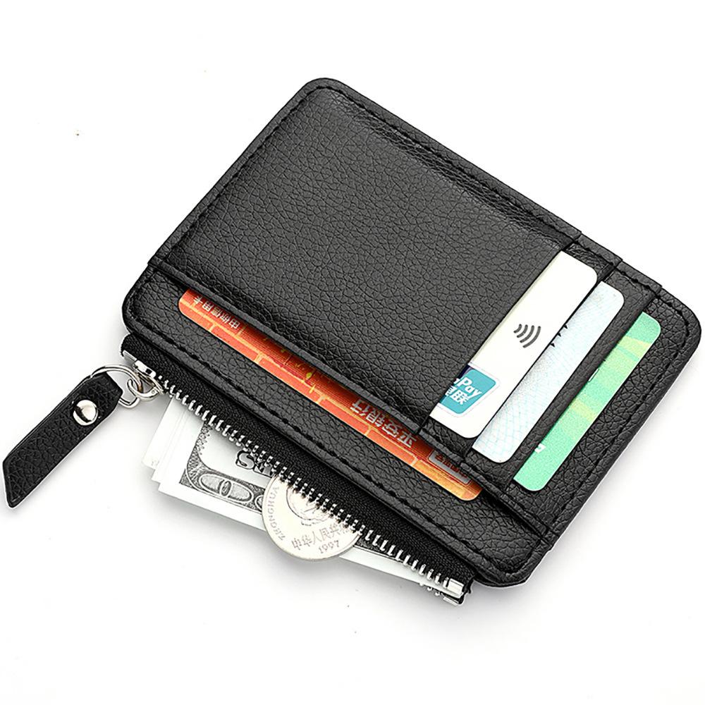 Mini Credit Card Wallet Id Card Holder Men's Small Wallet Thin Sleeve Zipper Short Coin Wallet