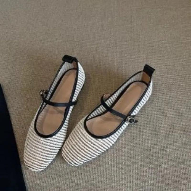 

Французская плоская обувь с вырезами, женская летняя обувь 2025, новая обувь-слипоны 40 чёрный