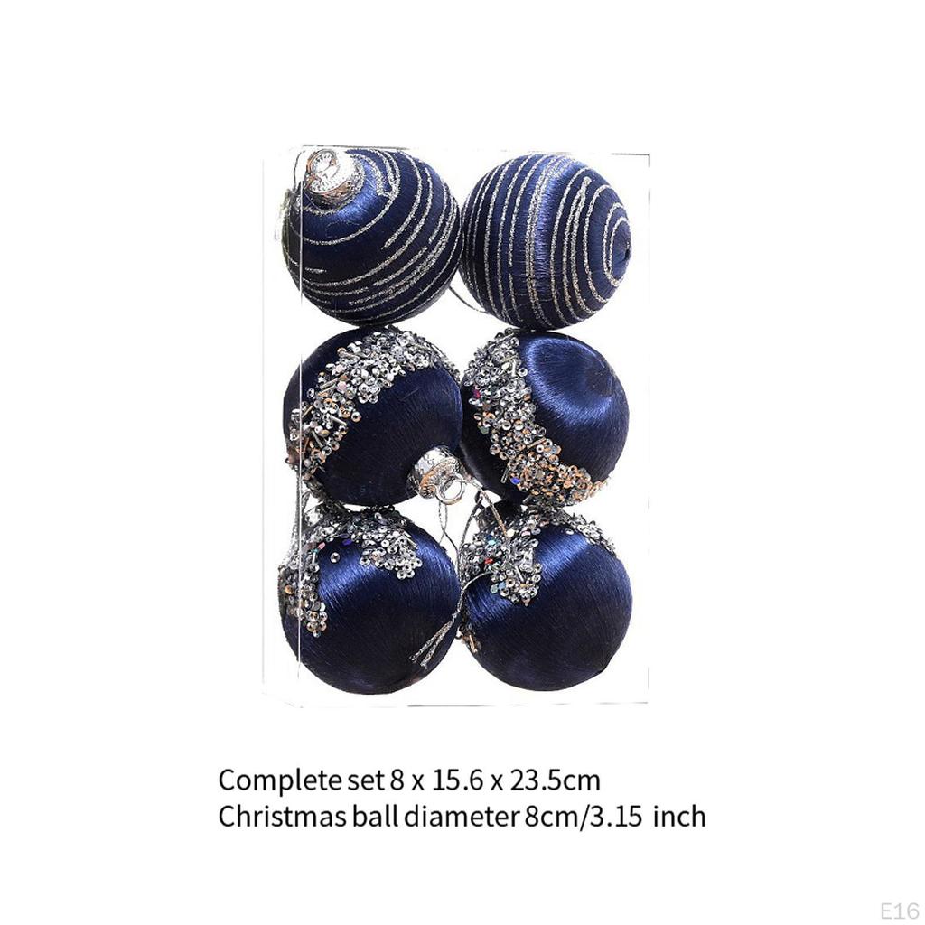 6Pcs Christmas Ball Ornaments Hanging Shatterproof Balls Decorative Bauble for