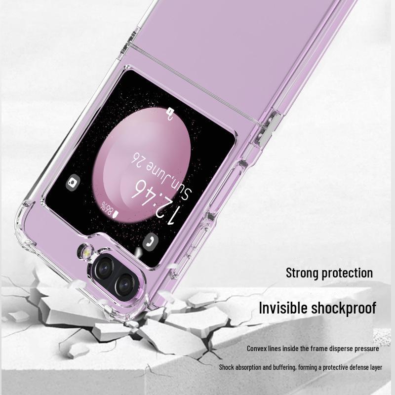 Samsung Flip Phone Case with Anti-Fall Protection, Transparent TPU Cover for Flip 5 and 6.