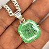 925 Sterling Silver CERTIFIED 49Ct Natural Green Emerald Square Pendant For Gift MY.PD-156-NS