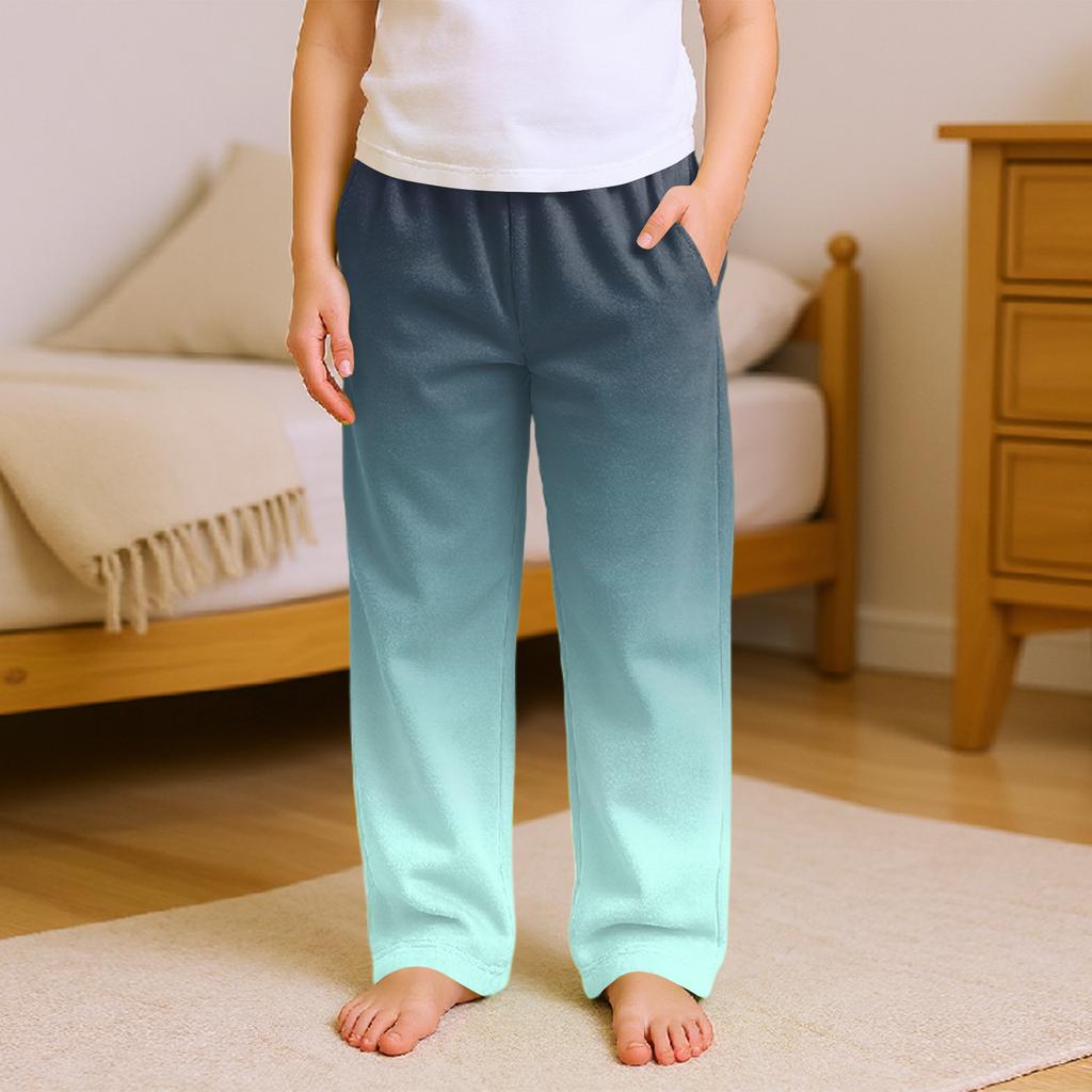 Fashionable Children's Versatile Gradient Print Pocket Casual Pants