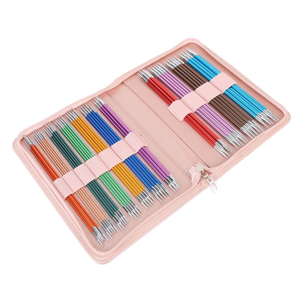 55PCS Double Pointed Needles Aluminium Oxide Color Straight Knitting Needle Set for Sweater Scarf Hat