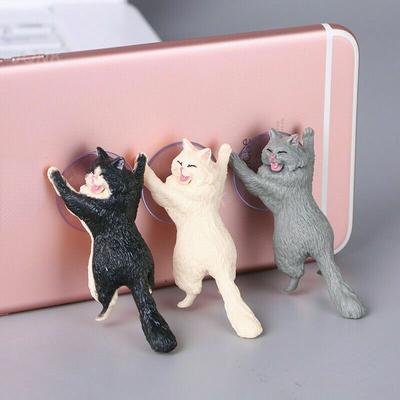 Supporto per telefono a forma di gatto, supporto per tablet, supporto da scrivania, supporto in resina per telefono cellulare, supporto a ventosa, design a forma di animale, per smartphone