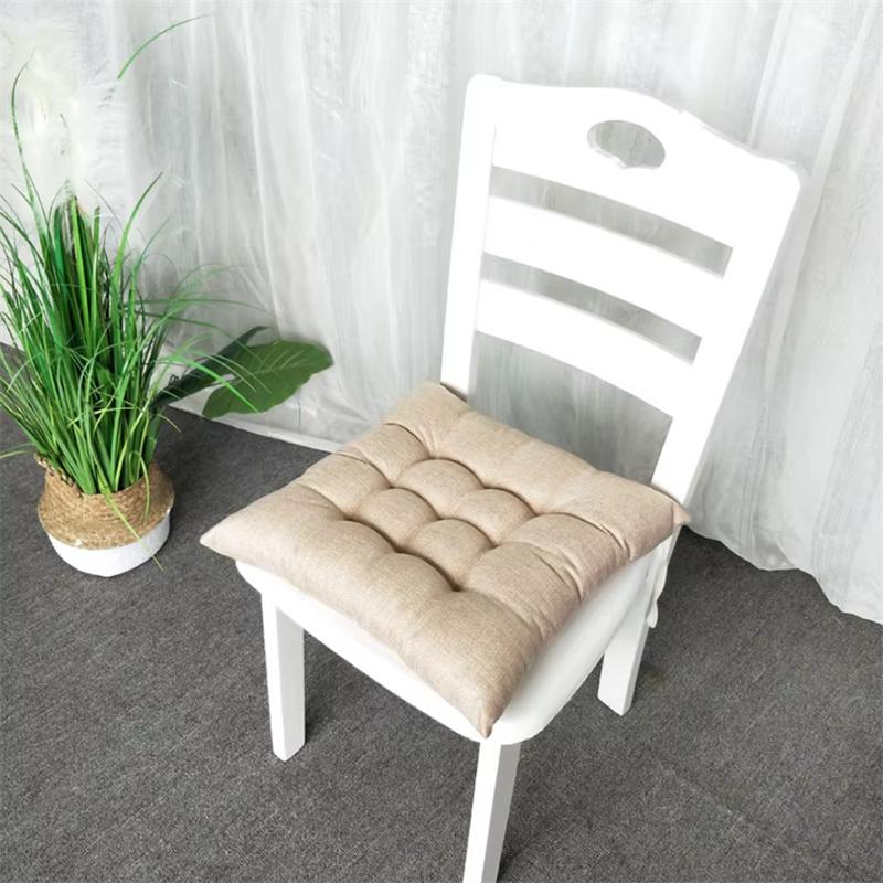 Linen-cotton Four-season Home Cushion Fashionable Solid Color Dining Chair Anti-slip Pad Office Comfortable Sedentary Stool Mat