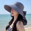 Summer outdoor sun protection sun hat women's big eaves sun protection face protection UV protection bucket hat shawl hat
