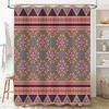 Vibrant Bohemian Shower Curtain with Geometric Patterns for Bathroom Decor Purple Pink Blue Yellow Orange Floral Design Bath Rug