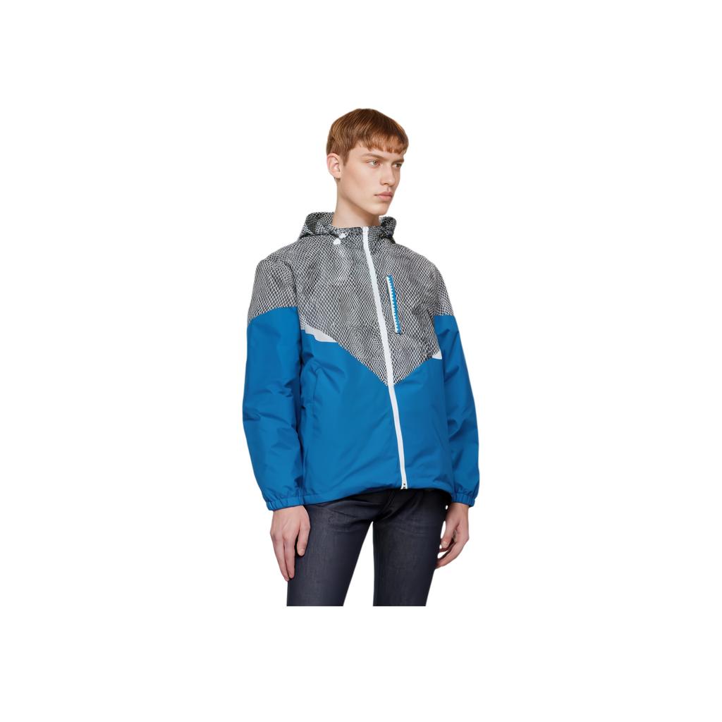 adidas Originals Trefoil Snake Print Color Block Sports Hooded Jacket Men Outerwear Blue AC0479