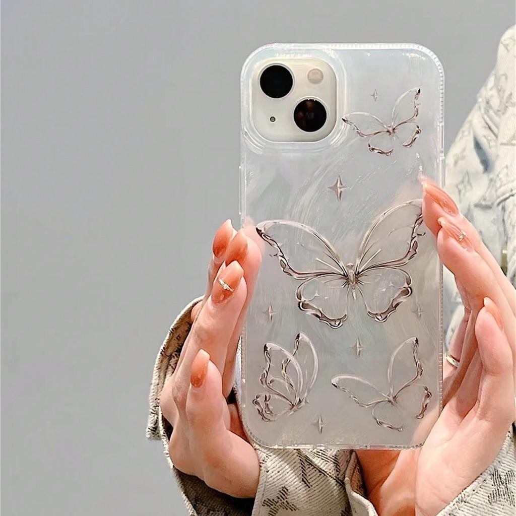 Premium Feathered Bow Phone Case For iPhone 15 14 13 12 11 Plus Pro Max Cute Full Screen Butterfly Phone Case
