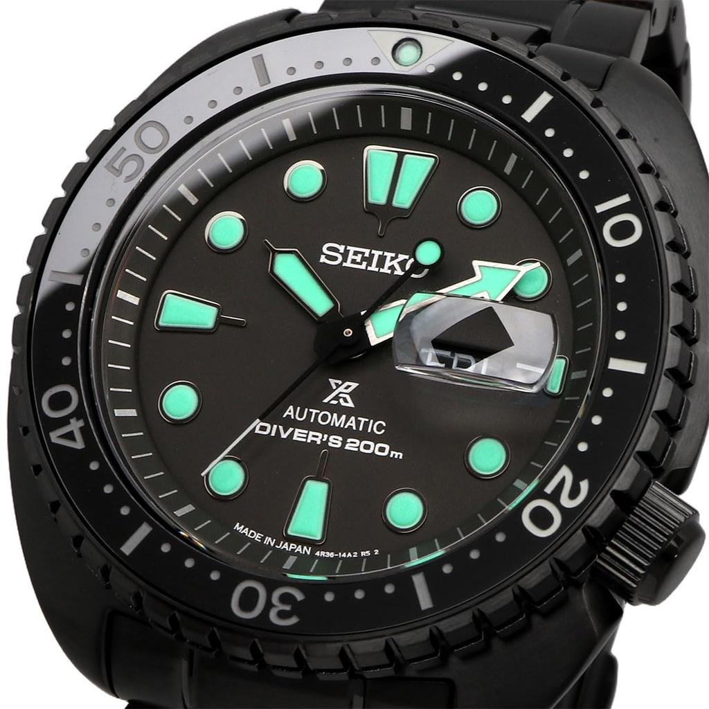Seiko PROSPEX Mechanical Automatic The Black Night Vision Turtle Sapphire Made In Overseas Model Watch, Series, Diver's, 200m, Crystal, SRPK43, Japan,