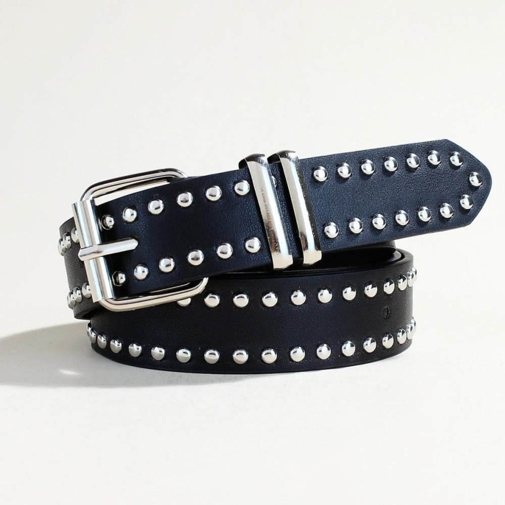 Adjustable Women's Rivet Belt PU Leather Decorative Jeans Belt New Buckle Belt for Skirt