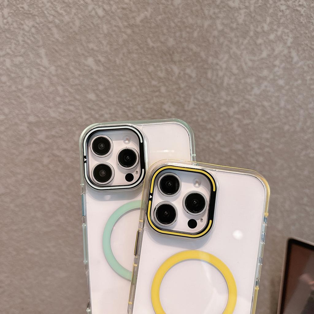Applicable To IPhone16 Magnetic Transparent Acrylic Mobile Phone Case Apple 15 ProMax Lens Bracket Protection Case