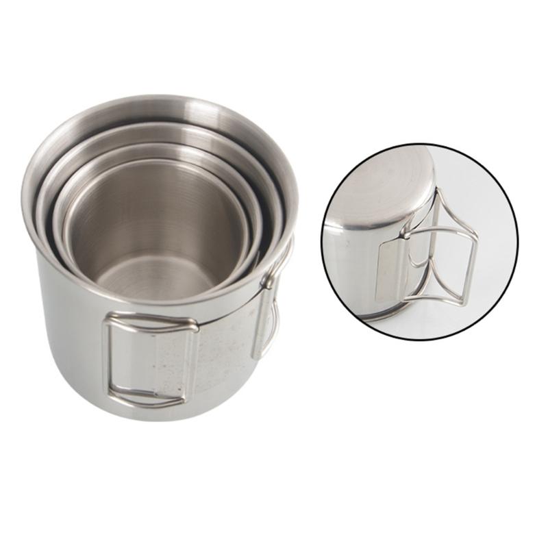 4Pcs Stainless Steel Camping Cup Coffee Wine Cup Outdoor Water Stackable Lightweight Camping Tableware Supplies