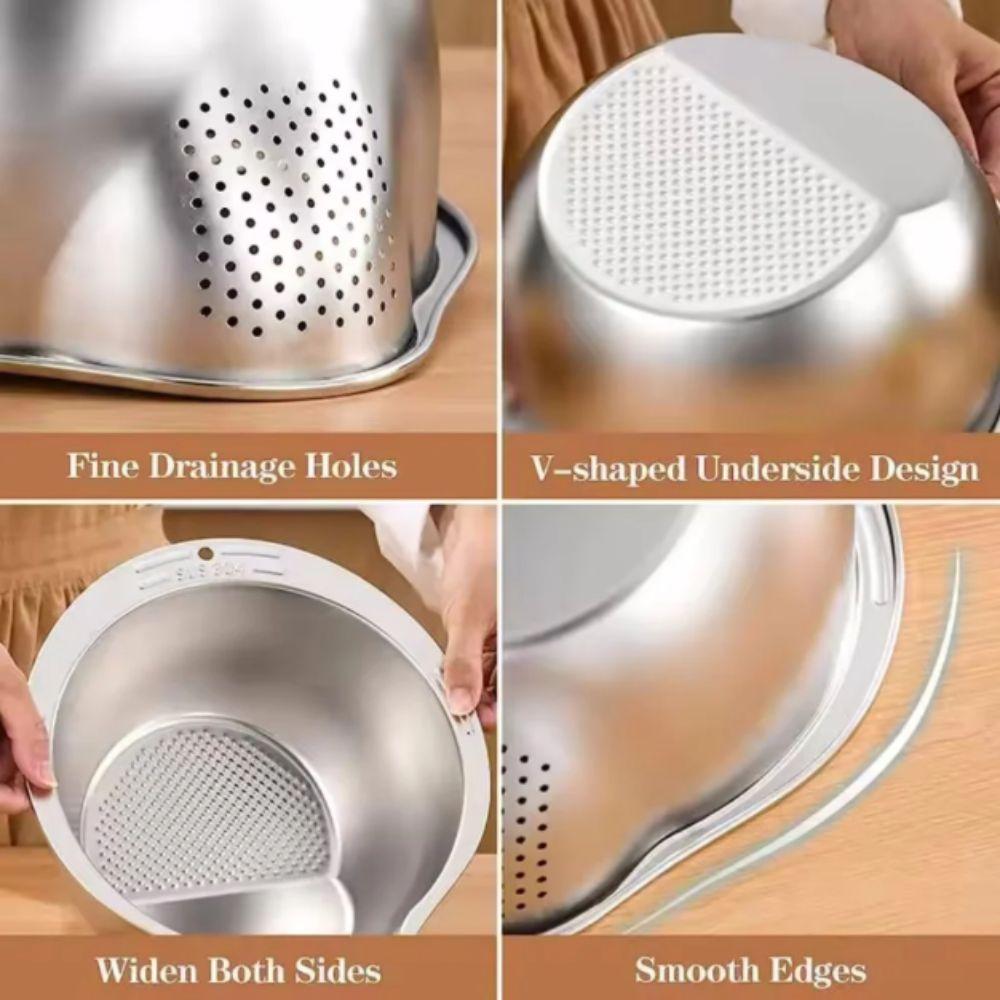 Stainless Steel Rice Washing Basket Large Size Kitchen Strainer Draining Basket  Rice Rinsing