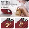 Ring Holder Cards Slot Leather Phone Case For iPhone 16 15 14 Plus 13 12 11 Pro Max XR XS 7 8 Shockproof Cover Coque