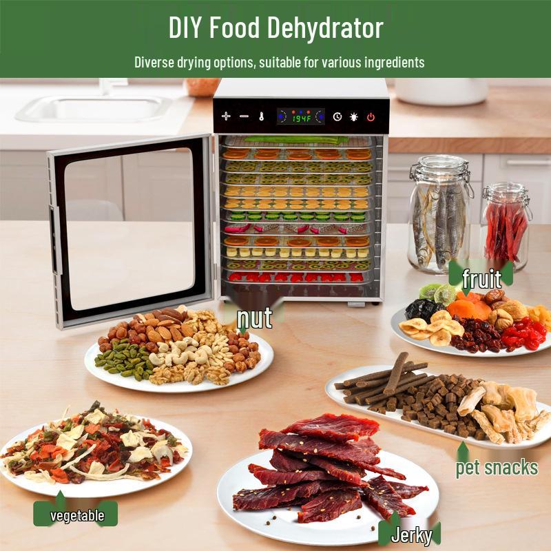 12-Layer Compact Food Dehydrator for Snacks, Jerky, Dried Fruit & Vegetables