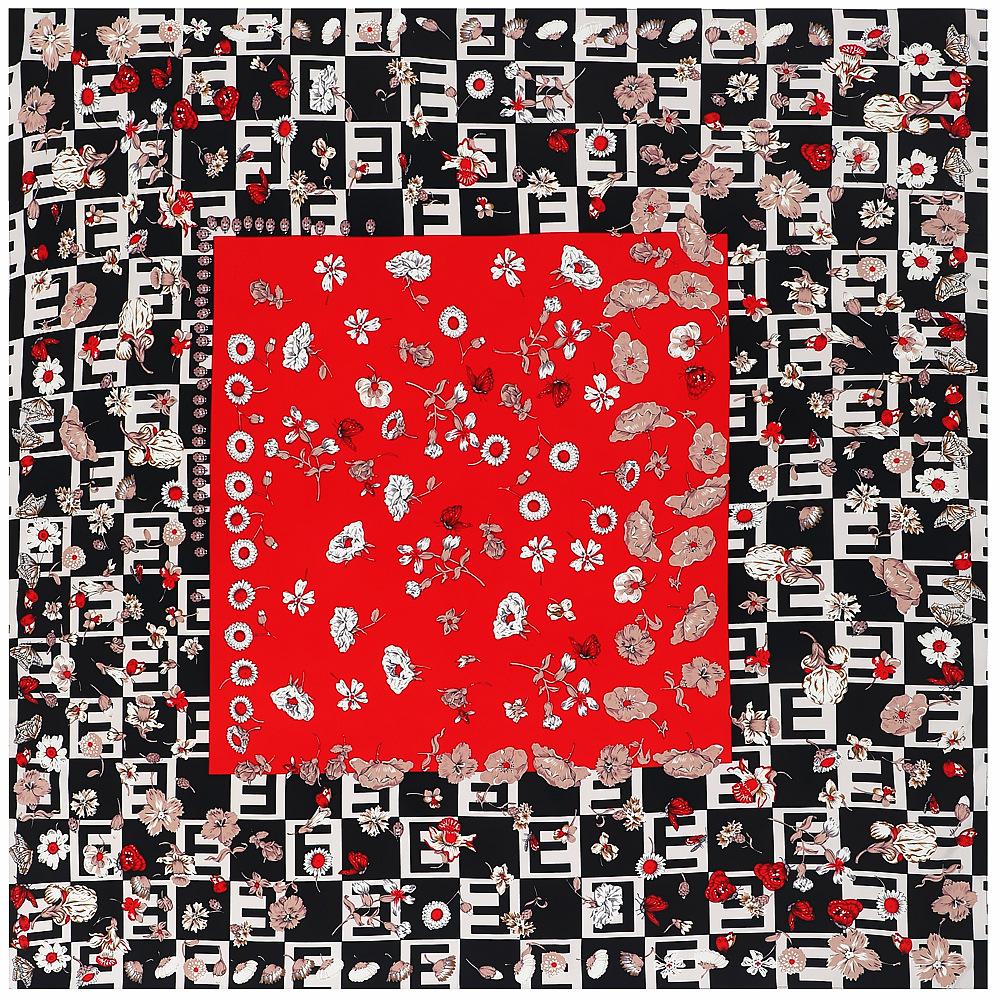 130cm Letter Color Matching Small Floral Scarf Silk Scarf Bandanna Square Scarves Women Kerchief For Ladies Shawl