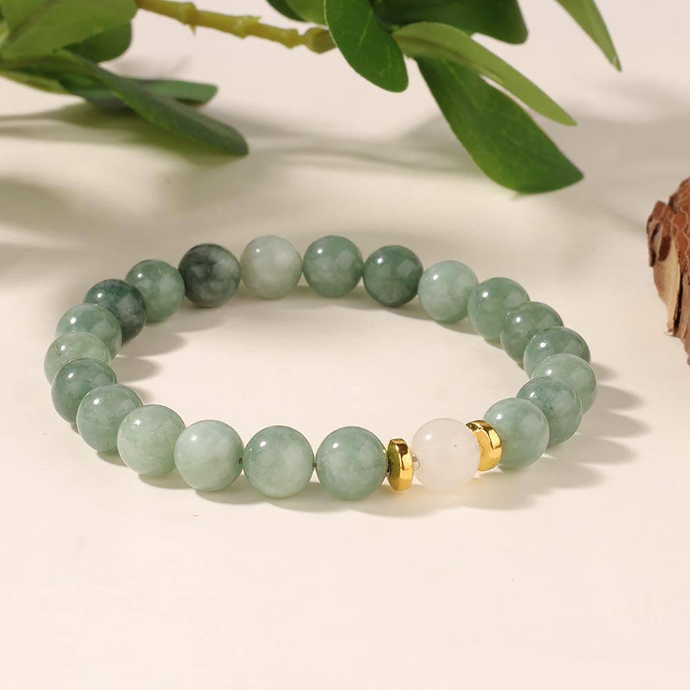 Festive Gifts Green Jade And White Jade Beaded Bracelet Serene Fashion Jewelry For Men And Women Daily Wear Simple Versatile Accessory