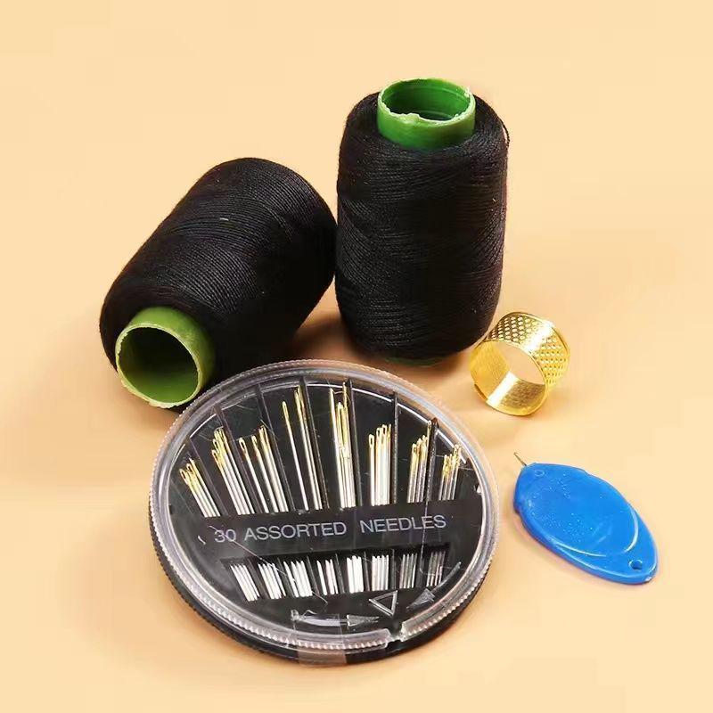 Mending Handmade Needle and Thread Set: White & Black Sewing Threads for Clothes