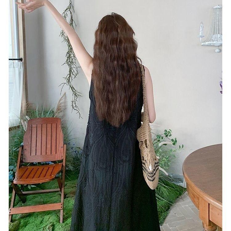 French design light luxury sleeveless tank dress for women, new summer loose jacquard high-end long dress