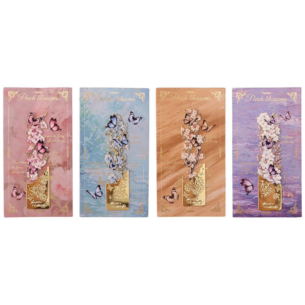 2Pcs Golden Hollow Metal Bookmark Bronzing Painting Book Separator School Supplies