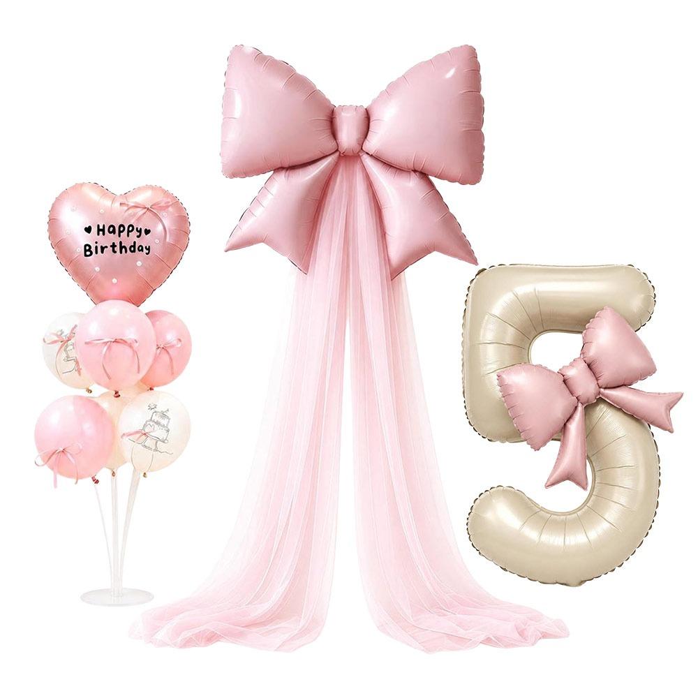 40 Inch Large Number Balloon Set DIY Bowknot Design Foil Balloon Set  Party Atmosphere Setup