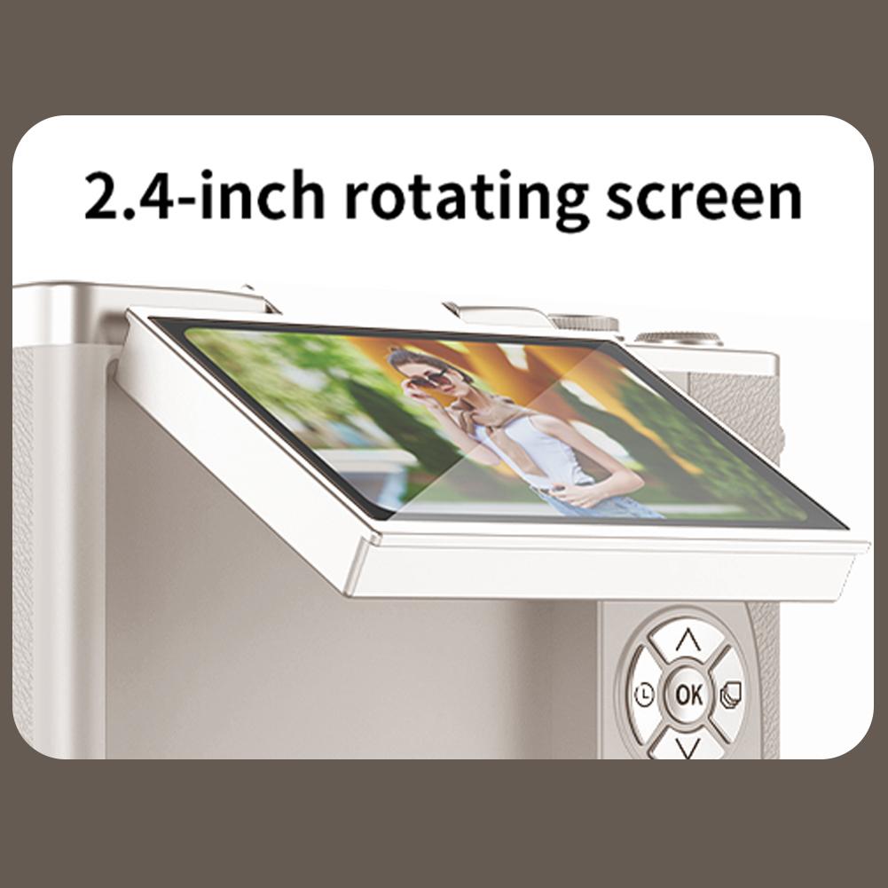 4K Digitalkamera 48MP Kompakte kleine Kamera 8x Zoom Videokamera 180 Klappbildschirm Vintage-Kamera für Jugendliche Erwachsene Anfänger