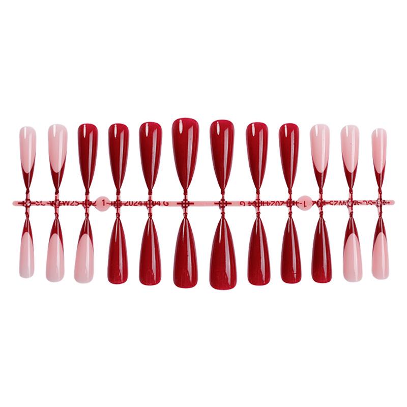 

Красные однотонные стилеты съемные накладные ногти - Французский темперамент носимые элементы нейл-арта и наклейки