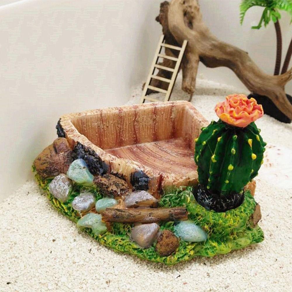 Artificial Turtle Dish Creative Pets Feeding Plate Fish Tank Ornaments Reptile Food Bowl  Lizard