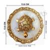 Metal Feng Shui Tortoise On Plate Fantasy Showpiece (Golden, Diameter: 5.5 Inch)
