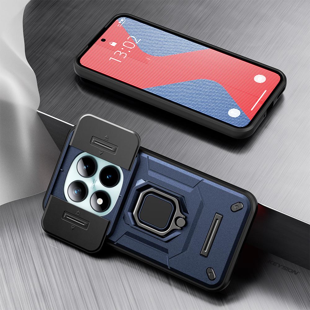 KEYSION Shockproof Case for Xiaomi Redmi Note 15 Pro+ 5G Slide Camera Protection Metal Ring Stand Phone Cover for Redmi Note 15 4G 5G