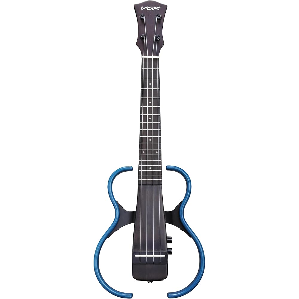 Vox VFU-1 Concert Ukulele Low-G Flame Maple Trans Blue with Headphone Jack AUX Input and Built-in Effects