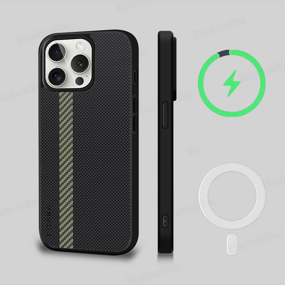 Fiber Texture For IPhone 17 Air 16 E 15 14 13 12 11 Pro Max Plus PC Shock TPU Cover For Magsafe Phone Cover