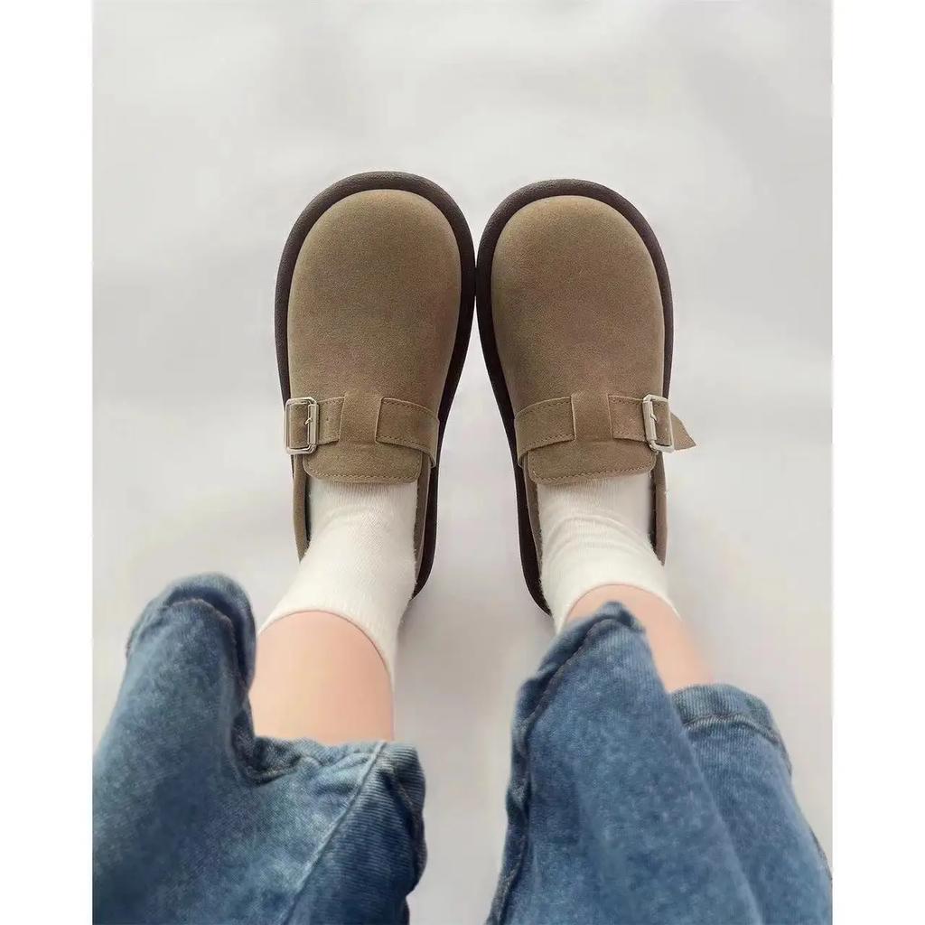 Versatile Boken Shoes for Female Students Spring and Autumn New Style Retro One Foot Soft Soled Anti Slip Bread Shoes