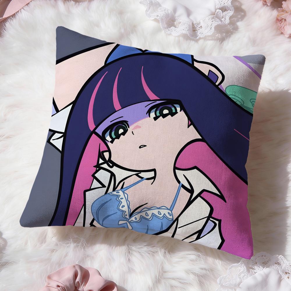 P-panty and Stockings Cushion Cover Premium Comfort Reversible Pillow Cove -Two In One Design for Any Room & Car Interior