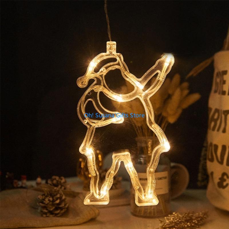 090D Plastic Window Suction Cup Lights Holiday Decor for Christmas 8 Shapes to Choose